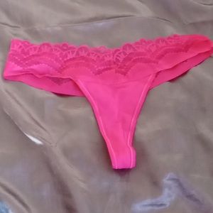 Worn Hot pink with lace thong g string.